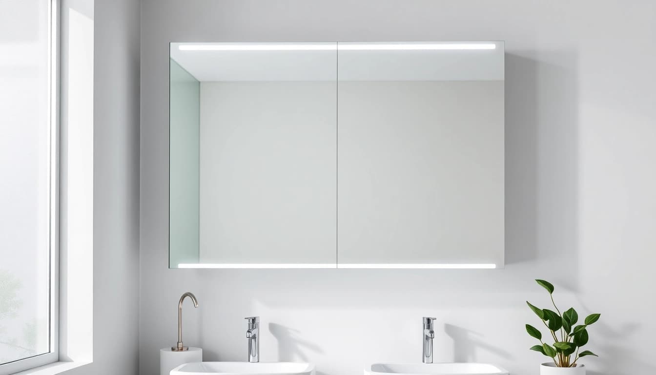 Illuminate your space with a stylish LED bathroom mirror cabinet featuring sleek designs.