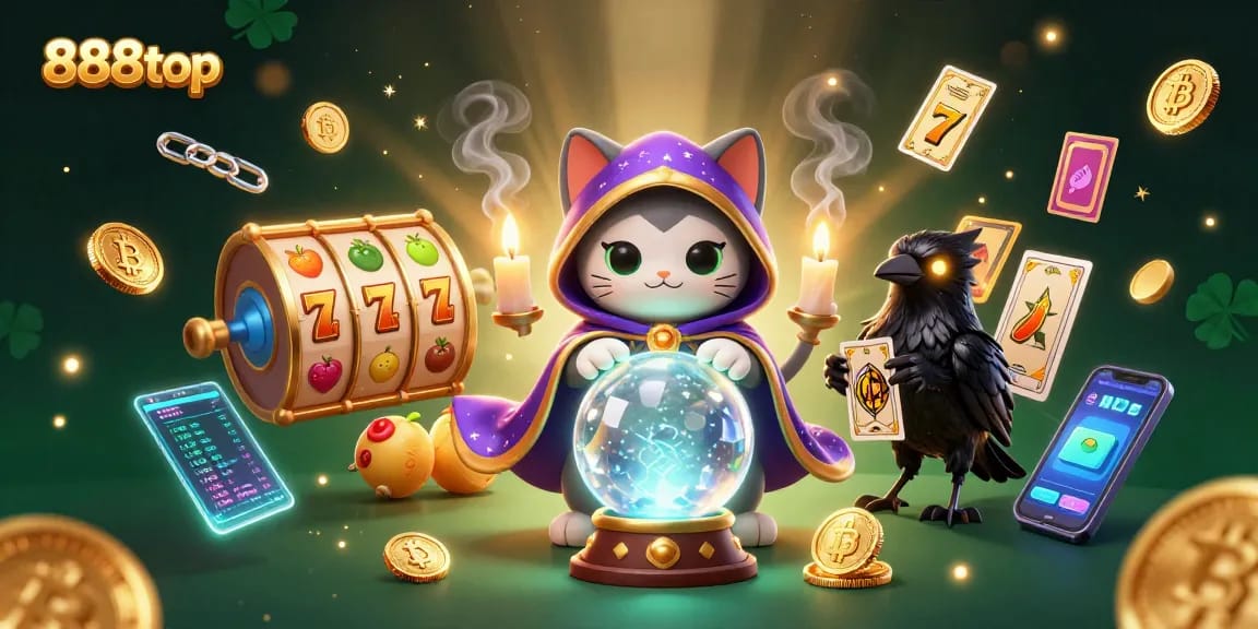 Engage with 888top's thrilling slots, featuring vibrant 3D characters in a magical casino scene.