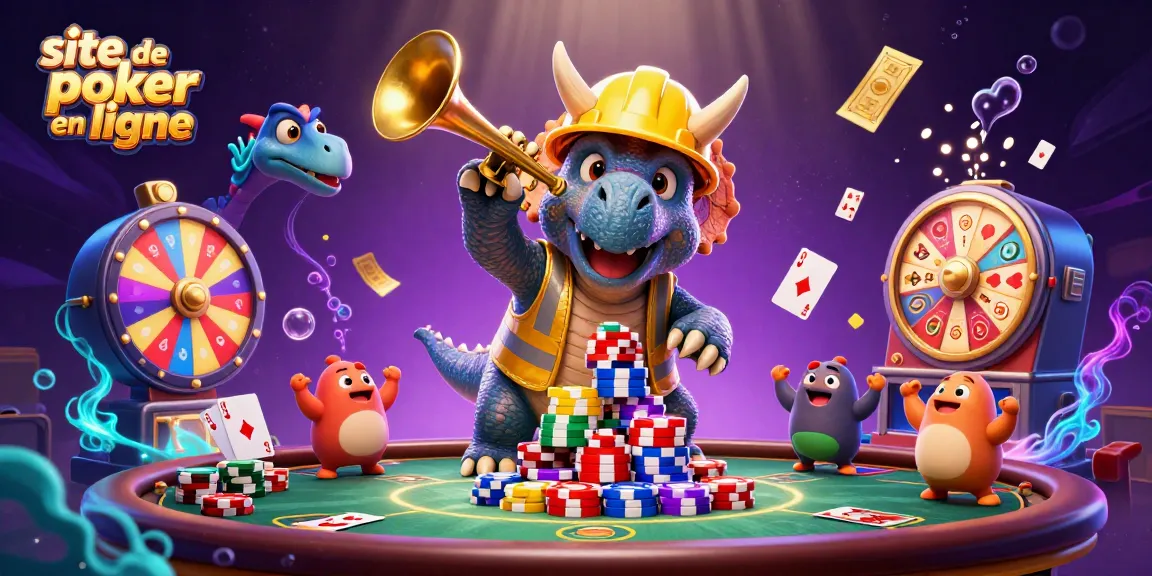 Jouer sur un site de poker en ligne avec une ambiance festive et colorée.
