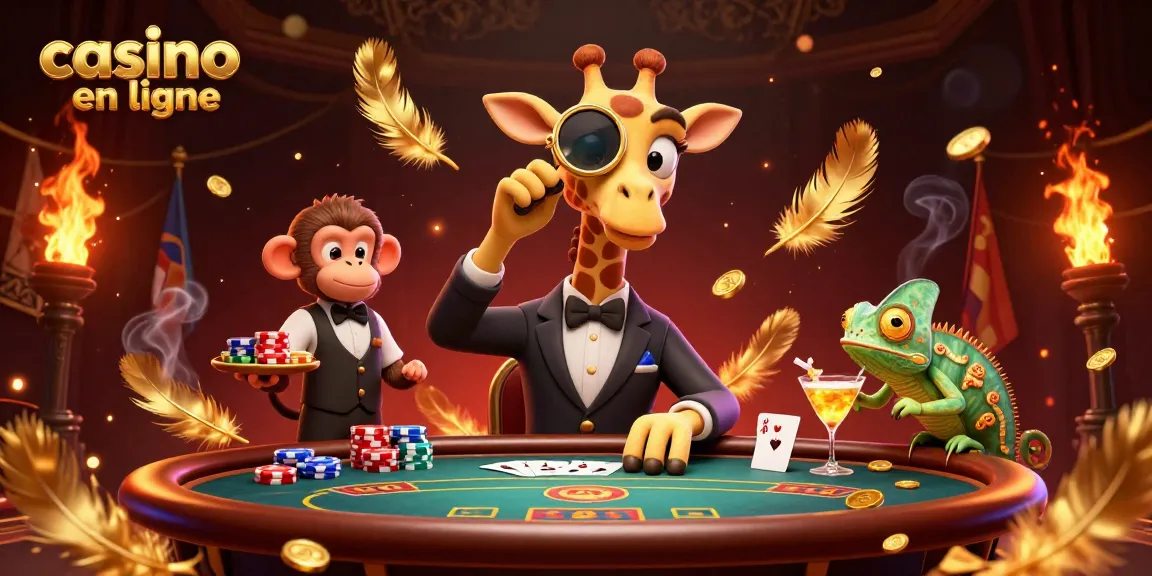 Gagnez gros au casino en ligne avec une illustration dynamique de personnages animés au poker.