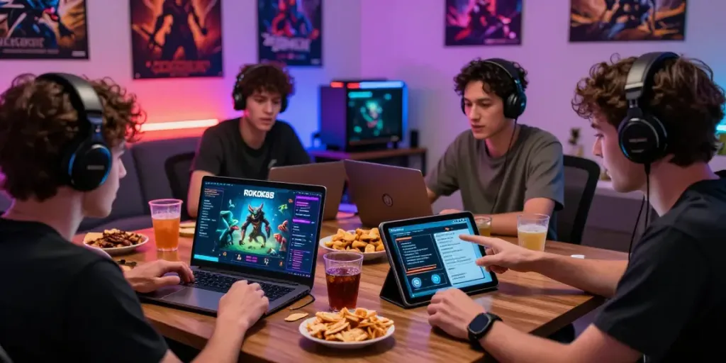 Players engaging in the latest ROKOK88 monster update in a vibrant gaming setting.