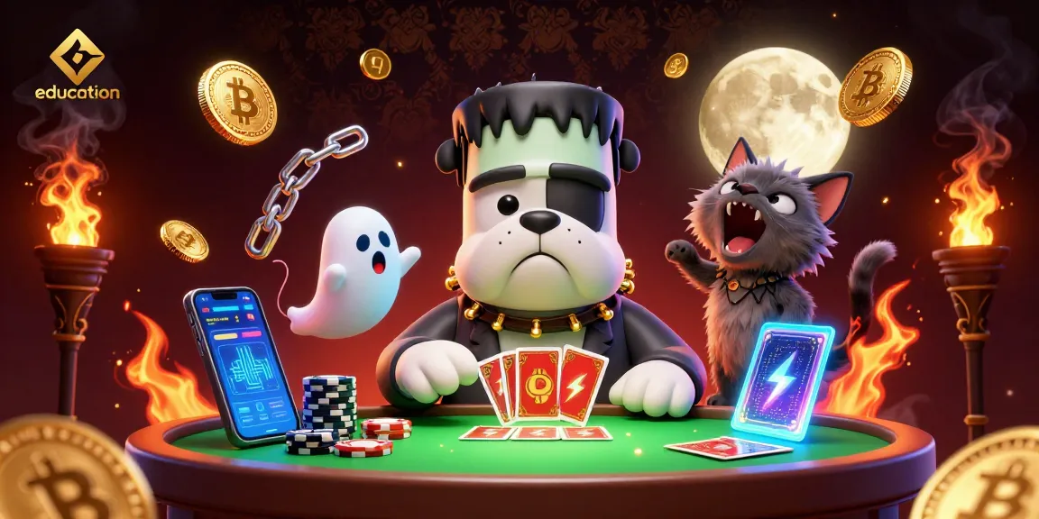 Join the education revolution with a playful casino scene featuring iconic characters and crypto elements.
