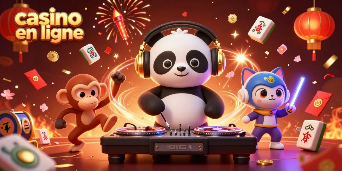 Jouer à des jeux dans un casino en ligne avec ambiance festive et personnages animés.