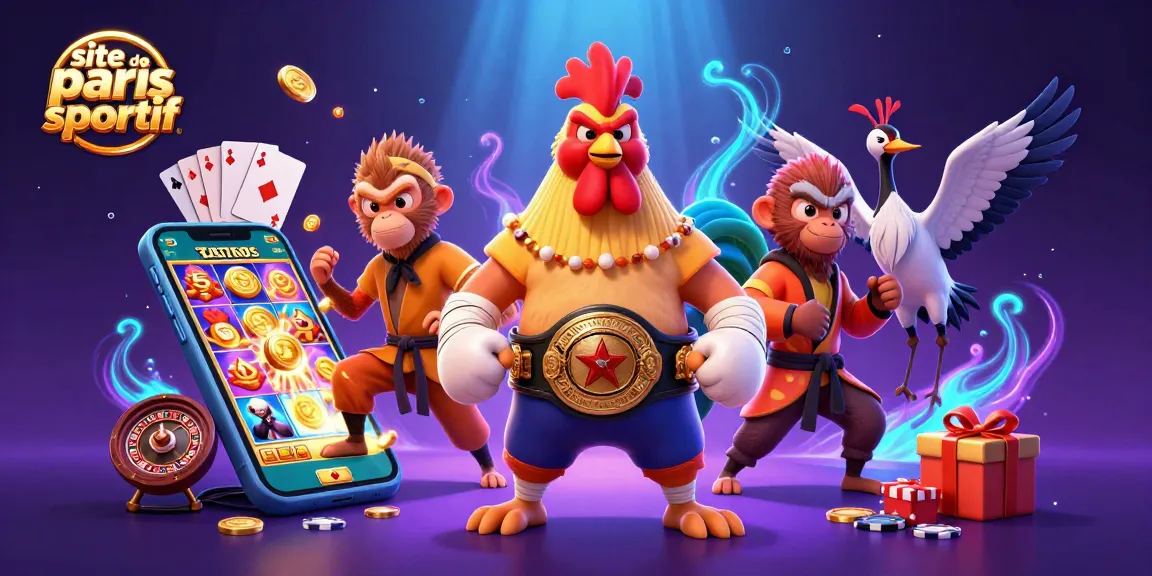 Visitez le site de paris sportif avec des personnages colorés et une ambiance dynamique de jeux d'argent.