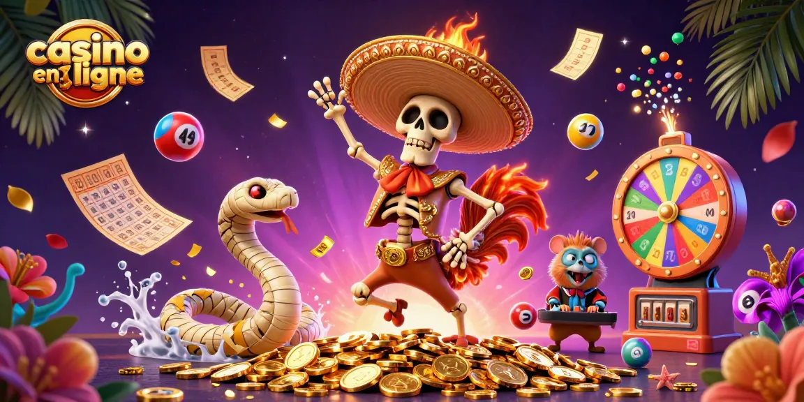 Faites la fête avec les jeux de casino en ligne, illustré par une scène vivante remplie de personnages colorés.