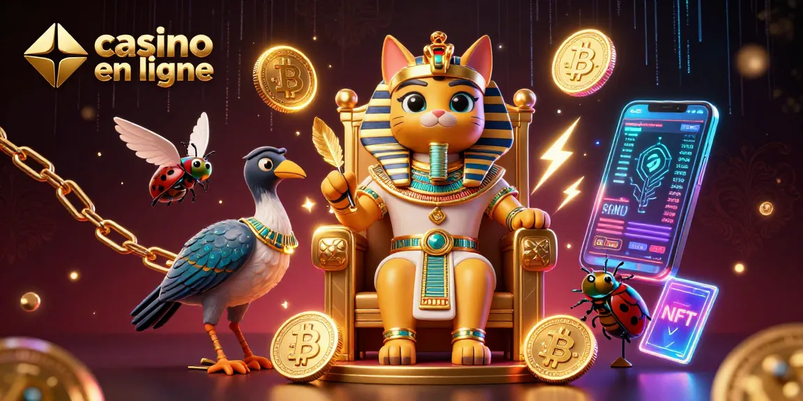 Découvrez un casino en ligne dynamique avec un pharaon chat et des éléments de jeu numériques.