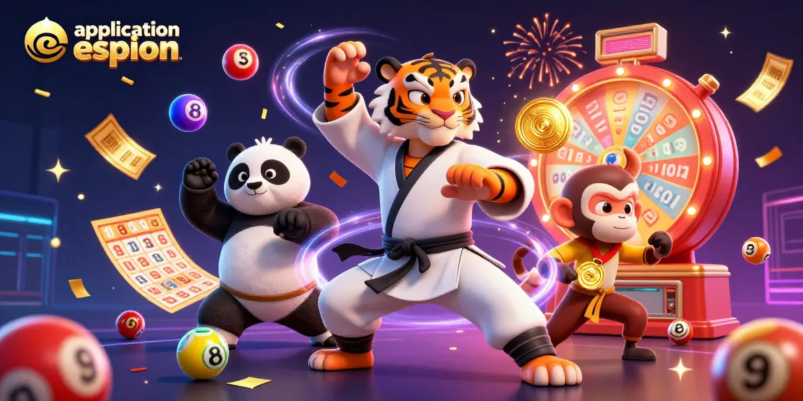 Jouer à application espion avec des personnages de jeu de casino animés et des boules de loterie colorées.