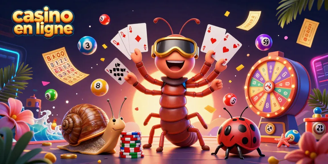 Découvrez les joueurs de casino en ligne s'amusant avec des cartes et des ballons colorés.