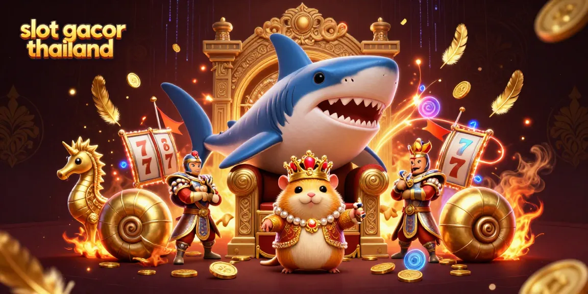 Experience exciting slot gacor thailand action with a golden hamster king in a dynamic casino illustration.