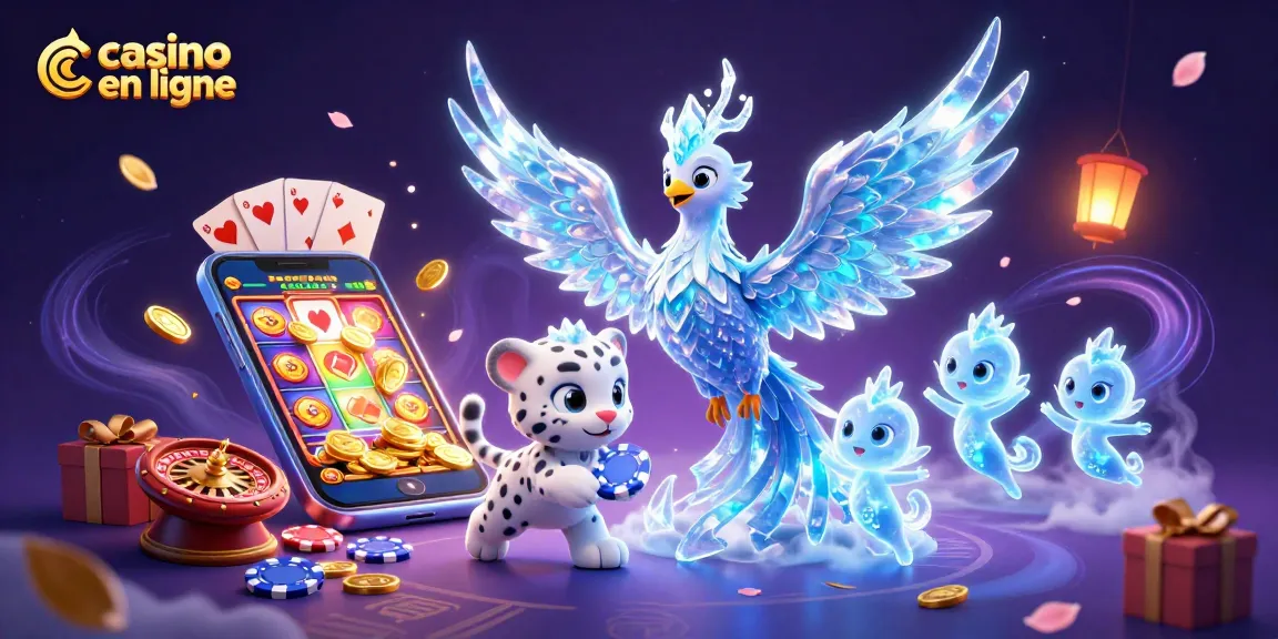 Jouez à casino en ligne avec un phoenix de glace et un léopard des neiges dans un décor magique.