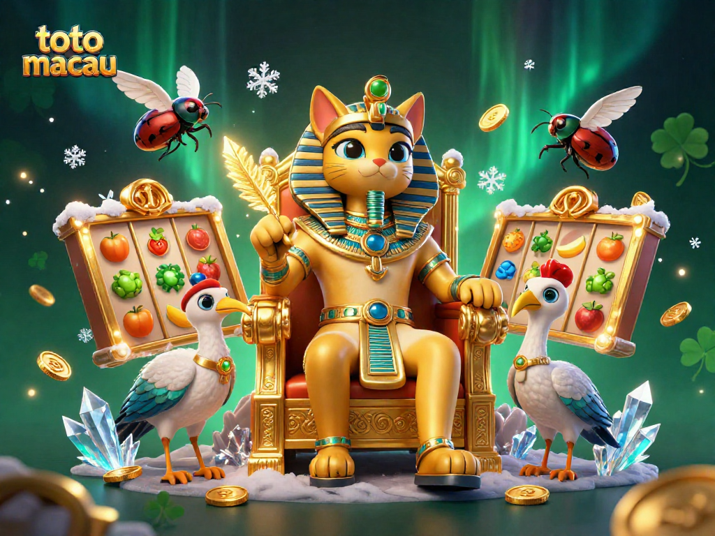 Win big at toto macau with vibrant casino action featuring a pharaoh cat and captivating gaming elements.