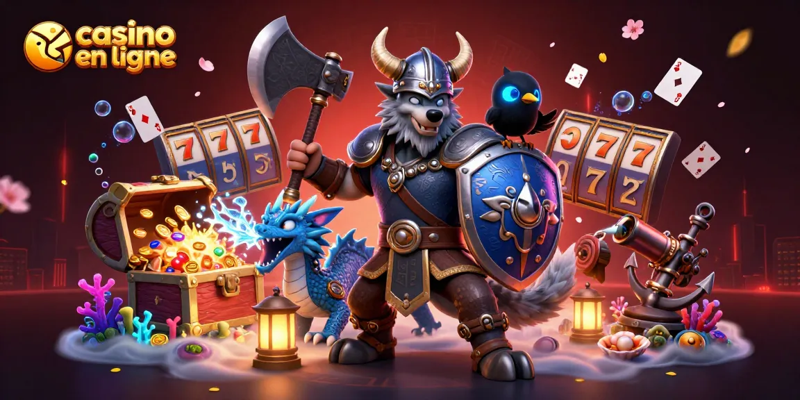 Jouez à casino en ligne avec un guerrier loup viking et un dragon dans un monde magique.