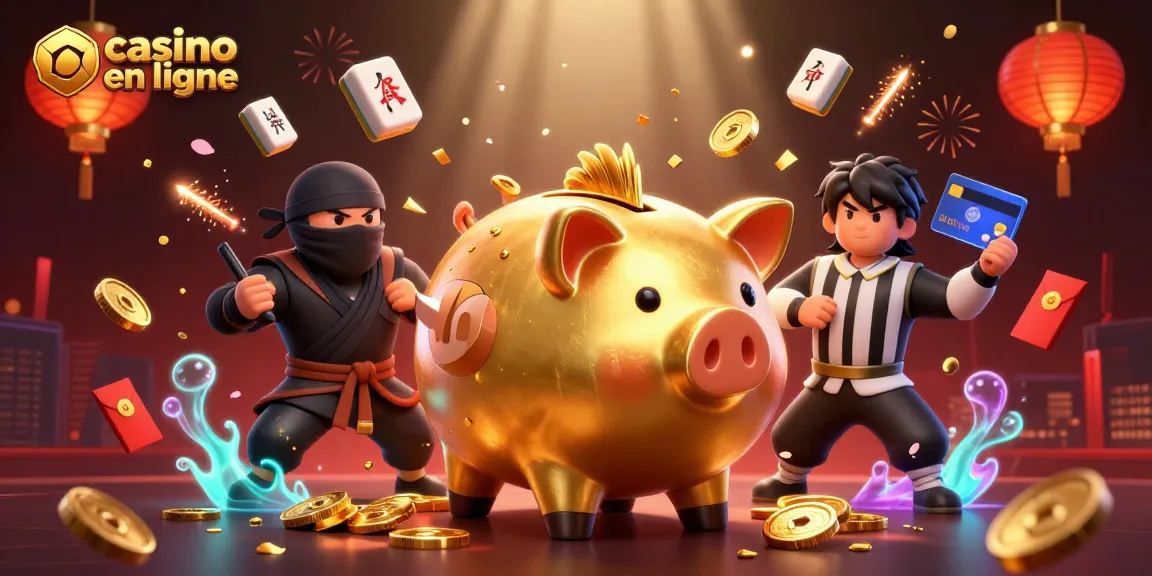 Jouez à casino en ligne avec une scène dynamique impliquant un sumo et des éléments festifs.