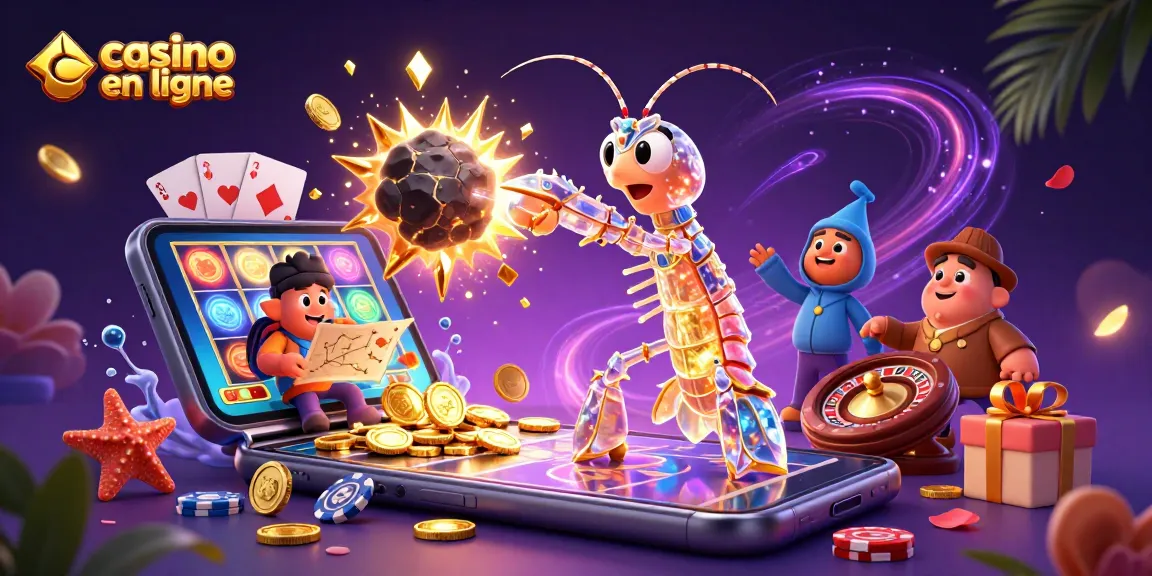 Le samouraï mantis shrimp dans l'univers du casino en ligne, frappant des astéroïdes remplis de pièces d'or.