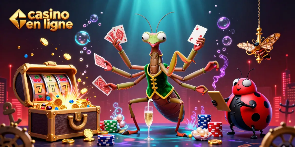 Découvrez l'animation dynamique du casino en ligne avec un caméléon et des éléments de jeu sous-marins
