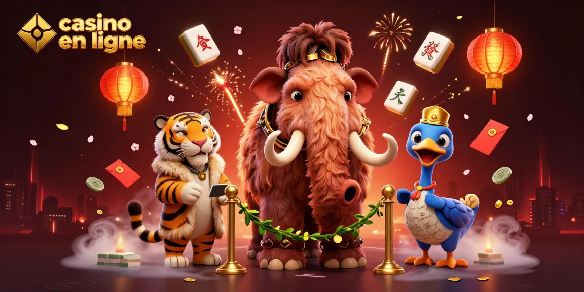Illustration de bouncers et VIPs dans un casino en ligne, ambiance festive avec lanternes et pétales de cerisier.
