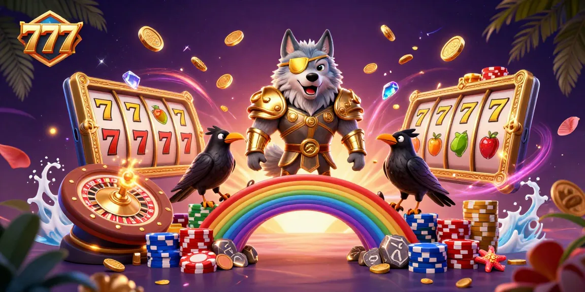 Experience thrilling gameplay at 777 featuring Odin and ravens with vibrant casino elements.