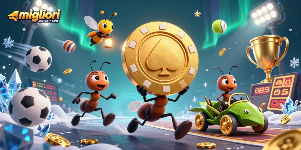 I migliori casino online non AAMS mostrano una squadra di formiche caricando un chip d'oro, unisciti all'azione!