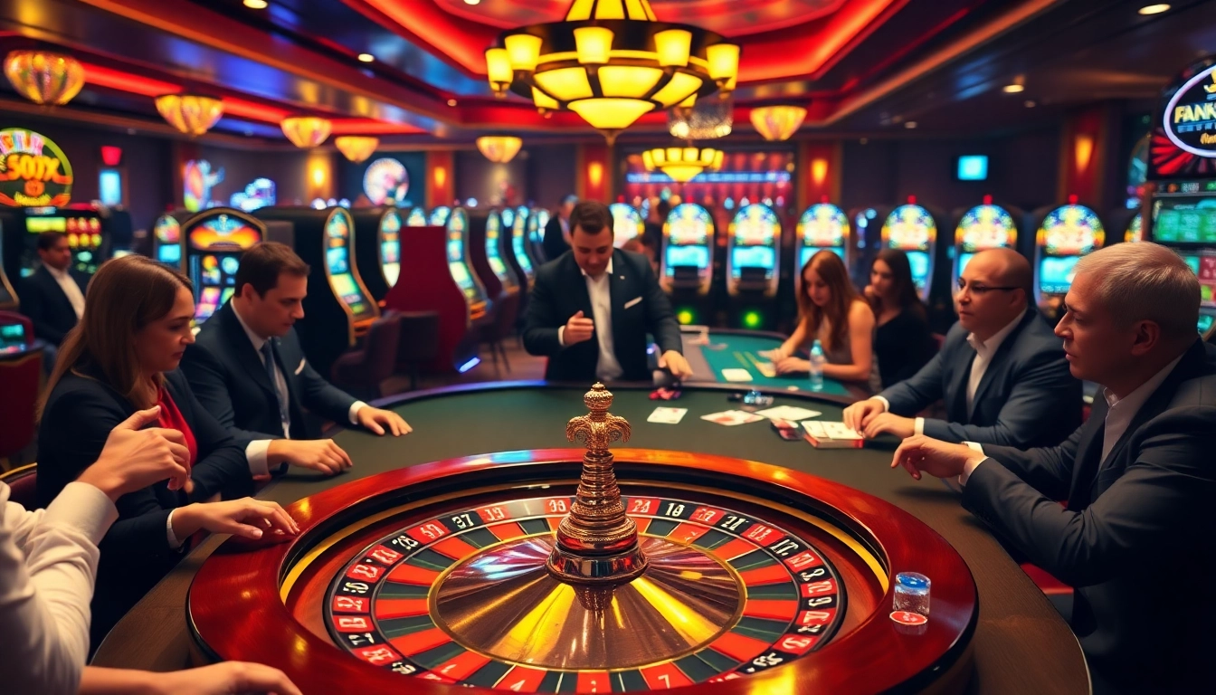 Vivez l'excitation du meilleure casino en ligne avec des joueurs élaborant des stratégies à une table de poker dynamique.