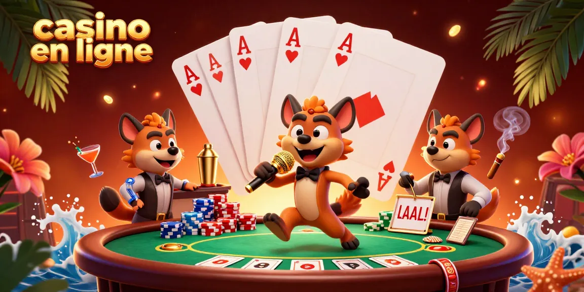 Vivez l'expérience d'un casino en ligne avec une ambiance animée et des hyènes comiques.