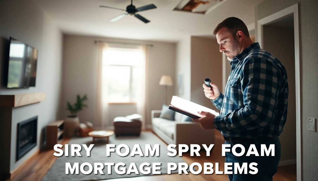 Inspecting spray foam mortgage problems in a modern home setting, highlighting insulation inspection.