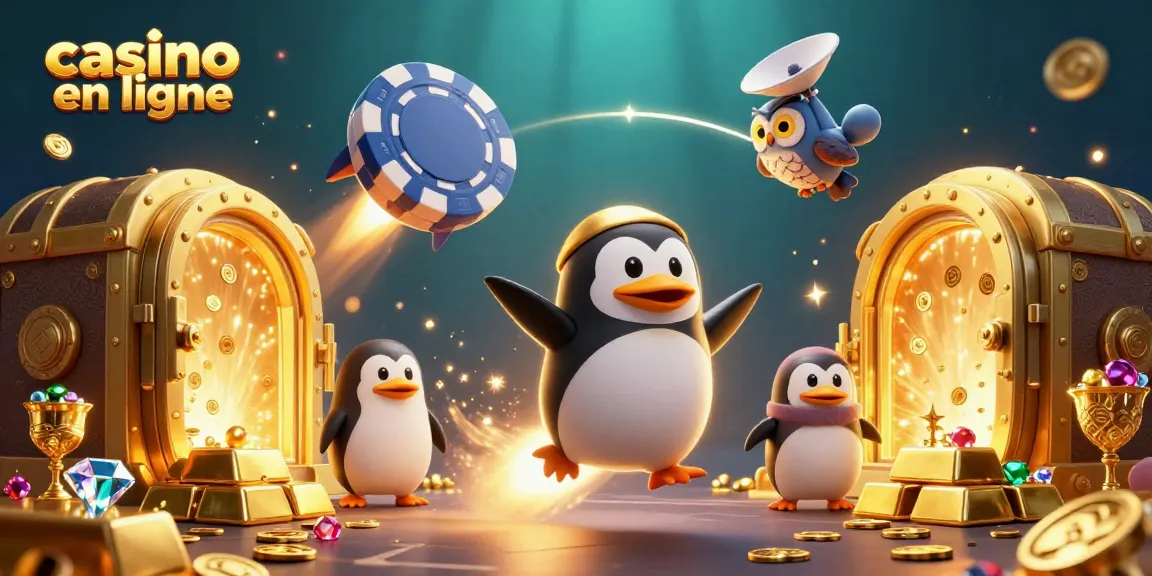 Jouer à casino en ligne avec un pingouin doré et des trésors éblouissants.