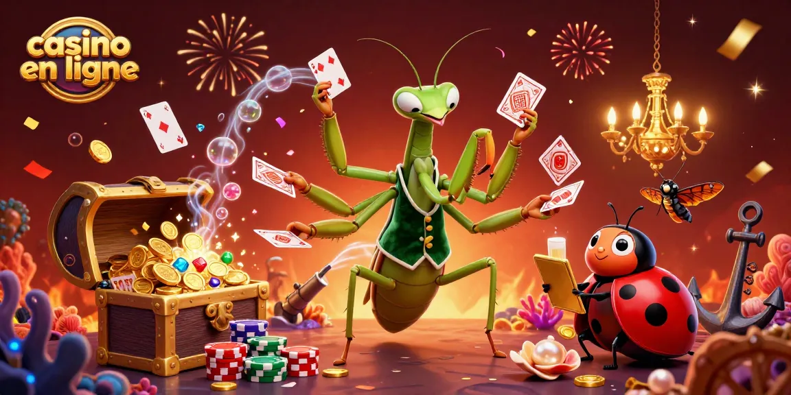 Gagnez au casino en ligne avec une illustration dynamique de croupiers et trésors sous-marins