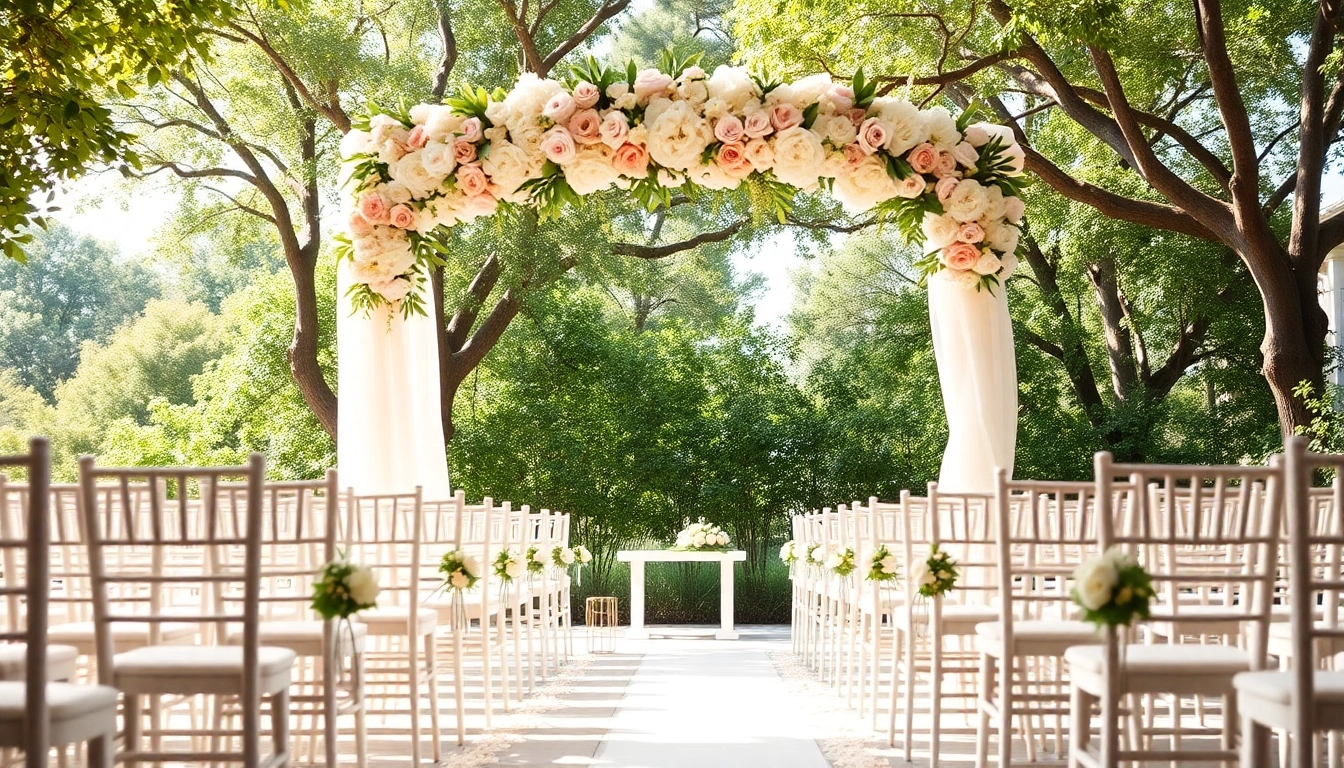 Stunning ceremony setup at Jacksonville Wedding Venue, showcasing elegant floral arrangements and a serene atmosphere.