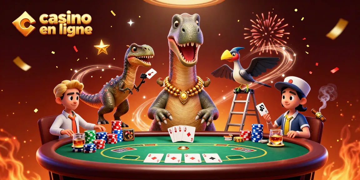 Image illustrant un brontosaure et un raptor, dans un casino en ligne dynamique.