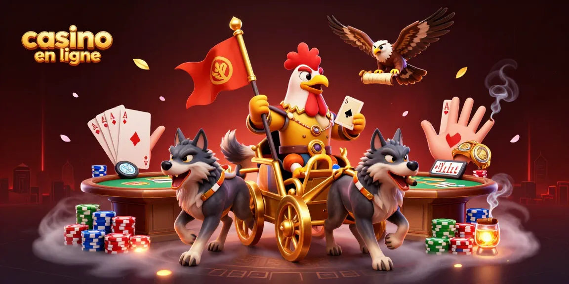 Déplacer des jetons sur un casino en ligne avec un roi coq et ses gardiens.