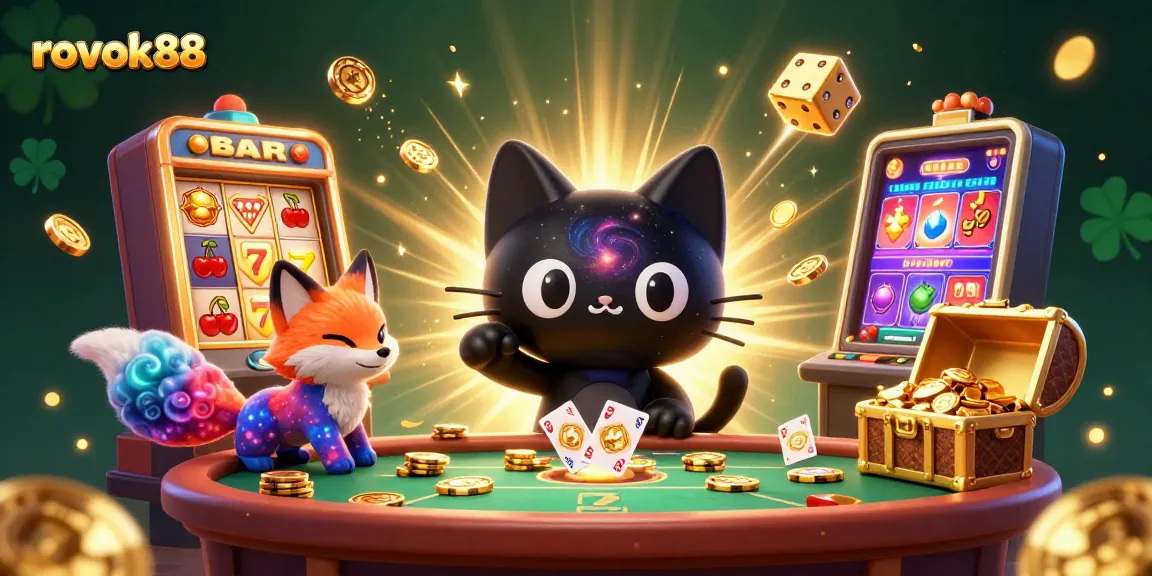 Experience exhilarating wins at rokok88 with a cartoon black hole cat and cosmic casino elements.