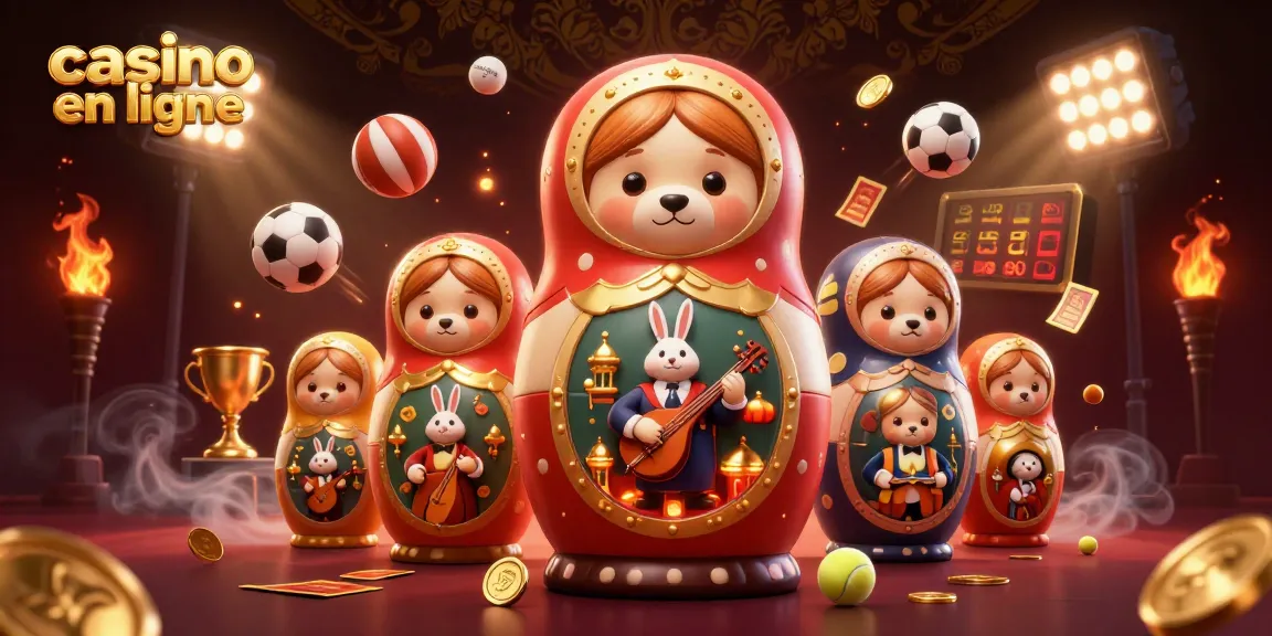 Rejoignez le monde fascinant du casino en ligne avec des ours et un lapin jouant de la balalaika.