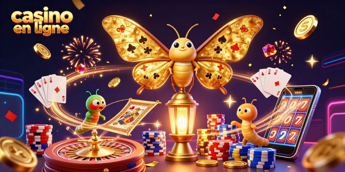 Vivez l'excitation du casino en ligne avec une illustration 3D captivante, mettant en scène un papillon atlas.