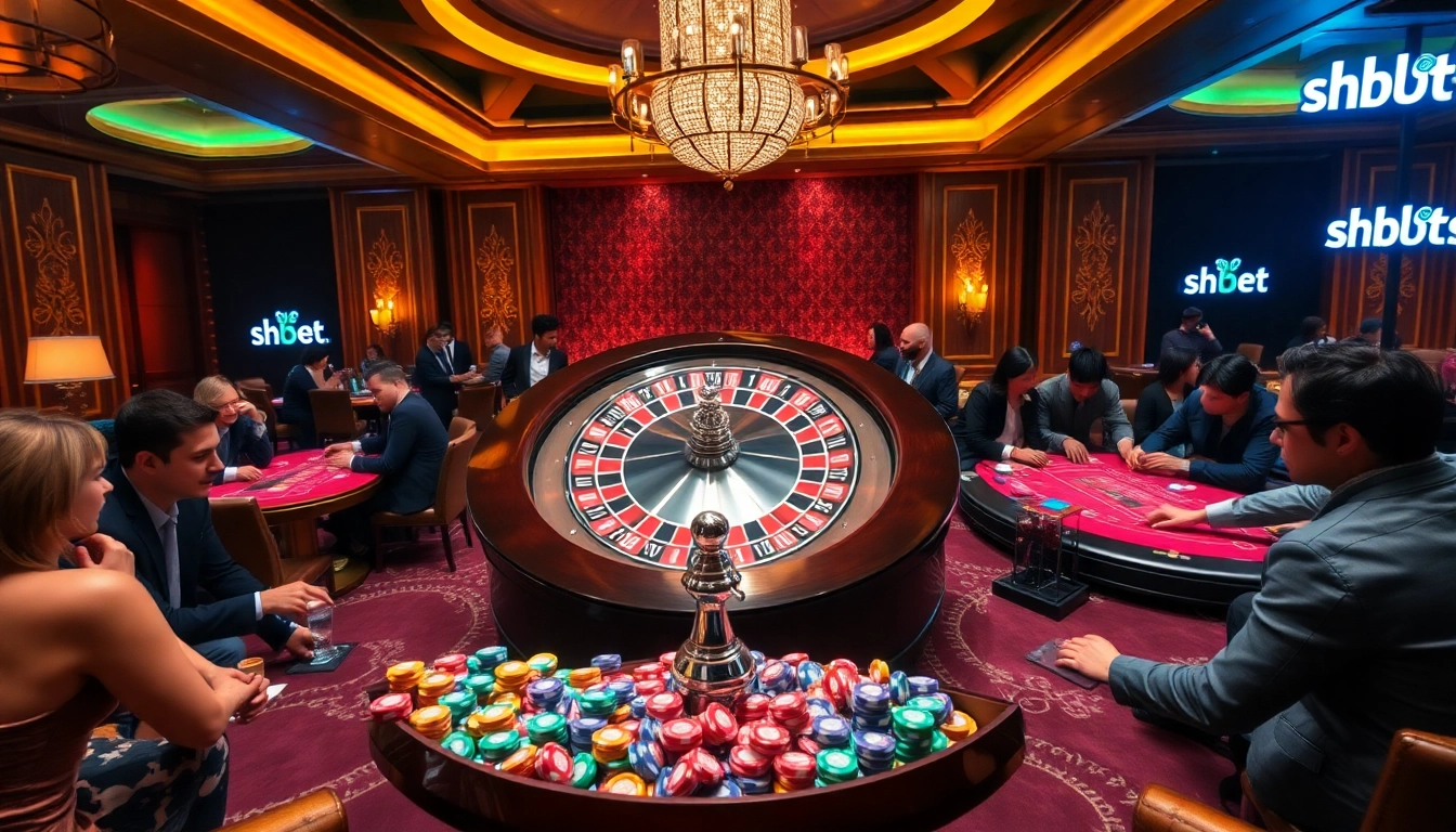 Experience the excitement of shbet at this luxurious casino with vibrant games and engaging players.