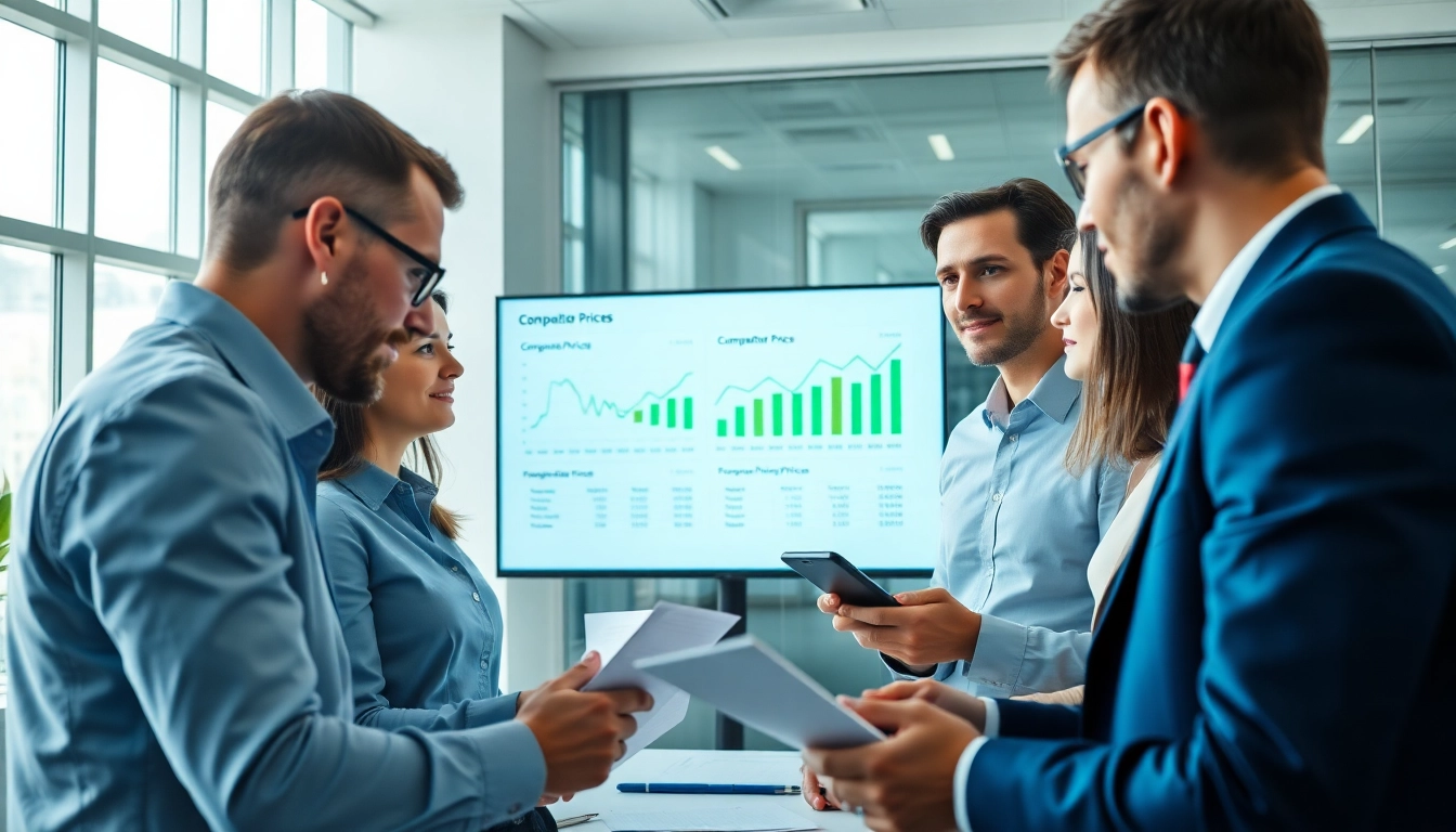 Analyzing competitor pricing strategies in a professional office environment.