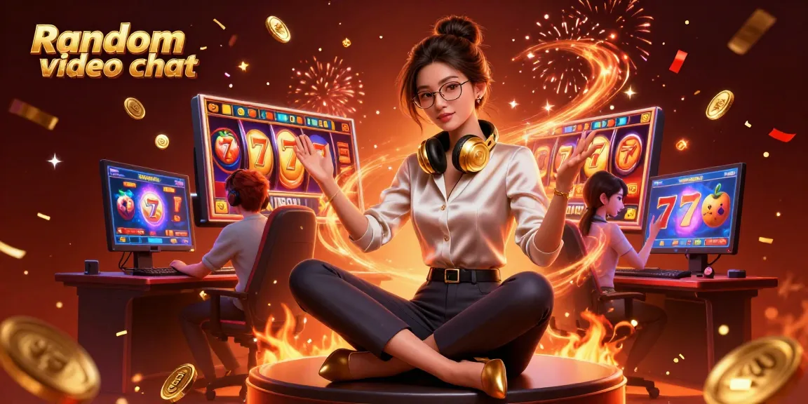 Engage in a thrilling random video chat while enjoying vibrant casino slot games and lively celebrations.