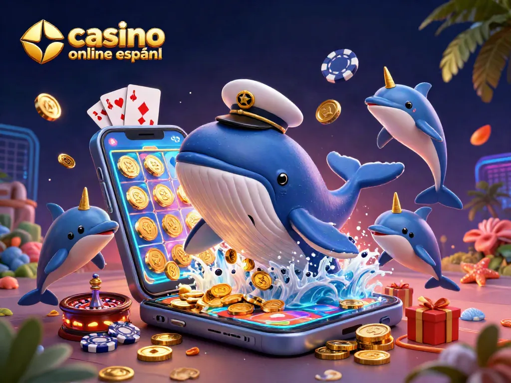 Juega en un casino online español con un entorno vibrante de personajes y elementos de juegos.