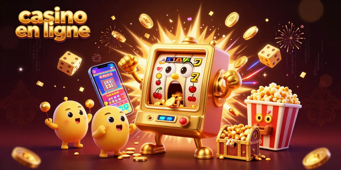 Casino en ligne : machines à sous dorées dans un jackpot étincelant avec des pièces virtuelles et des éléments de jeu.