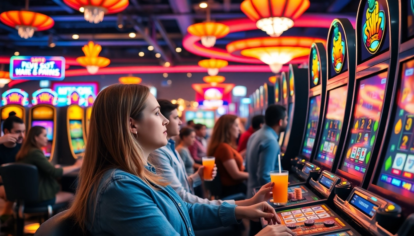 Aksi menarik dalam rtp slot live di kasino dengan mesin slot berwarna-warni.