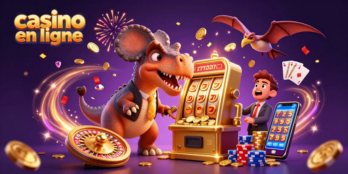 Jackpot au casino en ligne avec un pachycéphalosaure et une machine à sous dorée