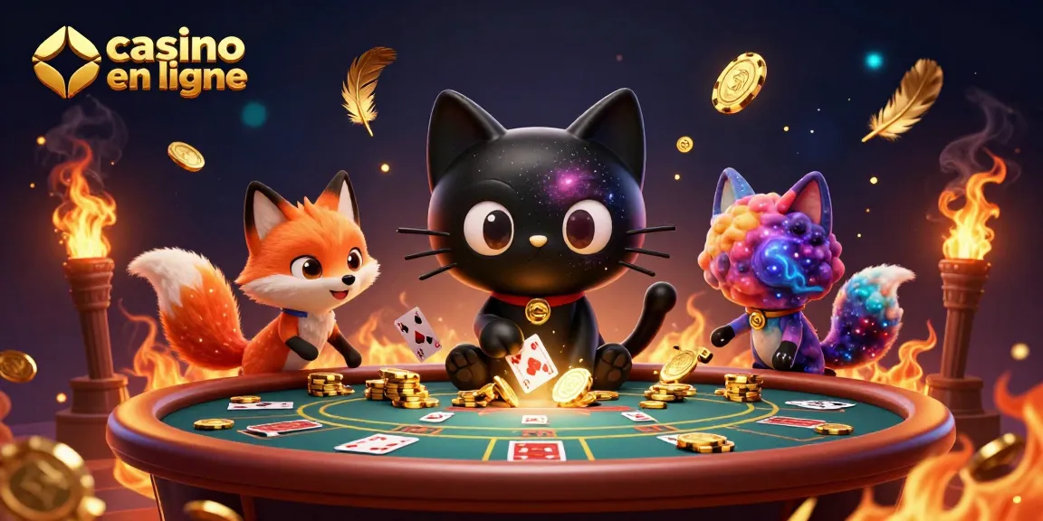 Jouez au casino en ligne avec des personnages de jeux colorés et des jetons dorés