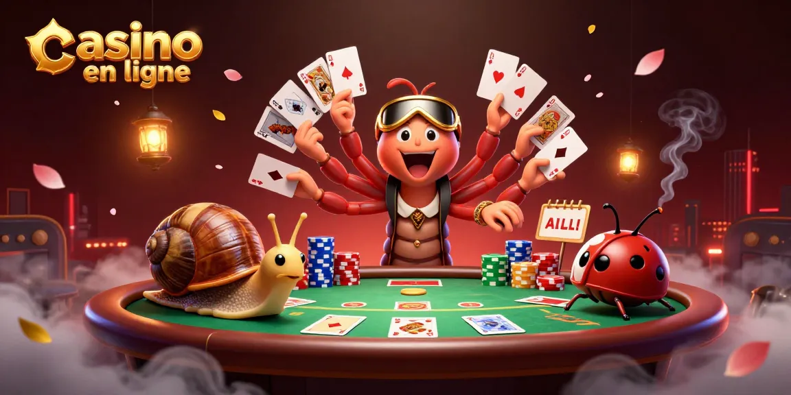 Les jeux de casino en ligne prennent vie avec le dealer de mille-pattes, un escargot parieur et un insecte-pilulier mettant en avant l'excitation du jeu.