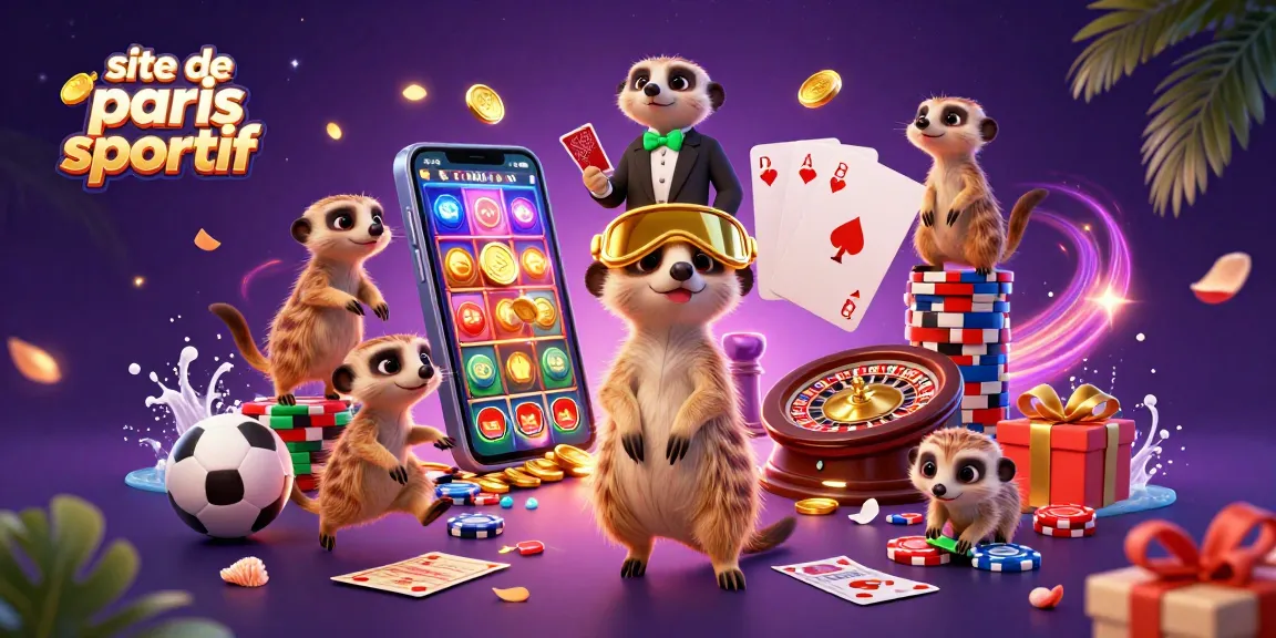 Placez vos paris intelligemment sur le site de paris sportif avec des meerkats animés gérant un casino coloré.