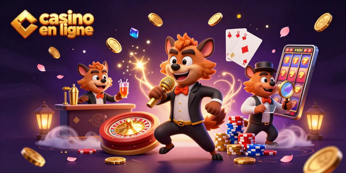 Les hyènes comiques animent un club de casino en ligne, entourées de pièces d'or et de joyaux scintillants.