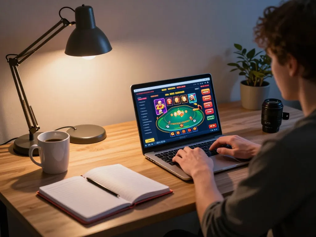 Engaged player exploring migliori casino online esteri on a laptop, highlighting strategic gameplay.