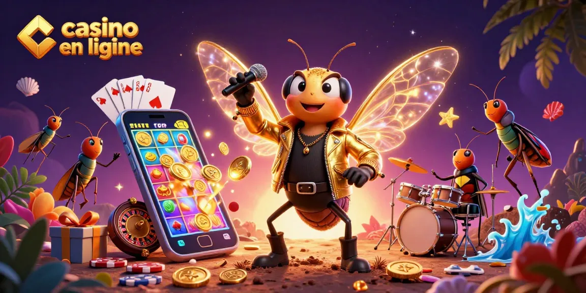 Jouez aux machines à sous dans un casino en ligne avec cette illustration vibrante et dynamique.