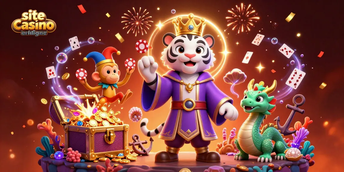Visitez le site de casino en ligne avec un tigre majestueux, un singe jongleur et un dragon en jade.