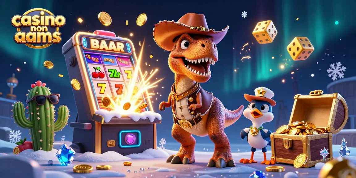 Gioca nei migliori casino non AAMS: slot machine e croupier digitali in un'illustrazione dettagliata.
