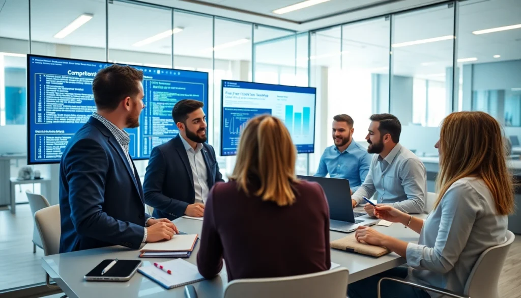 Implementing PowerShell automation for IT compliance with professionals in a modern office.