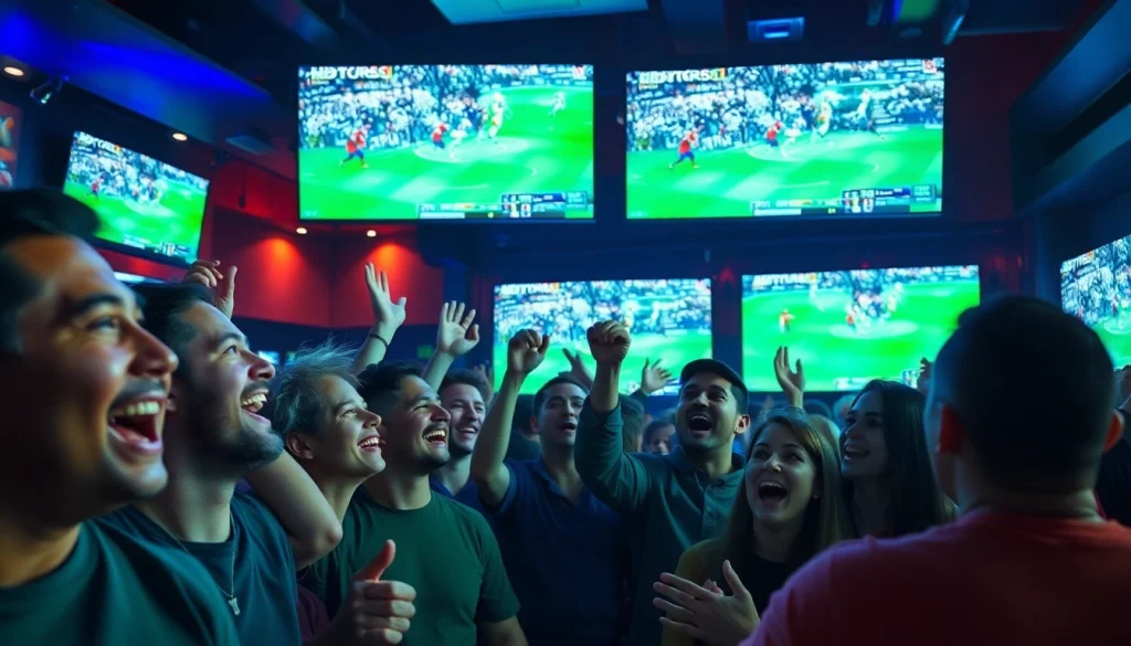 실시간스포츠중계를 즐기는 다양한 팬들의 참여를 담은 스포츠 관람 장면